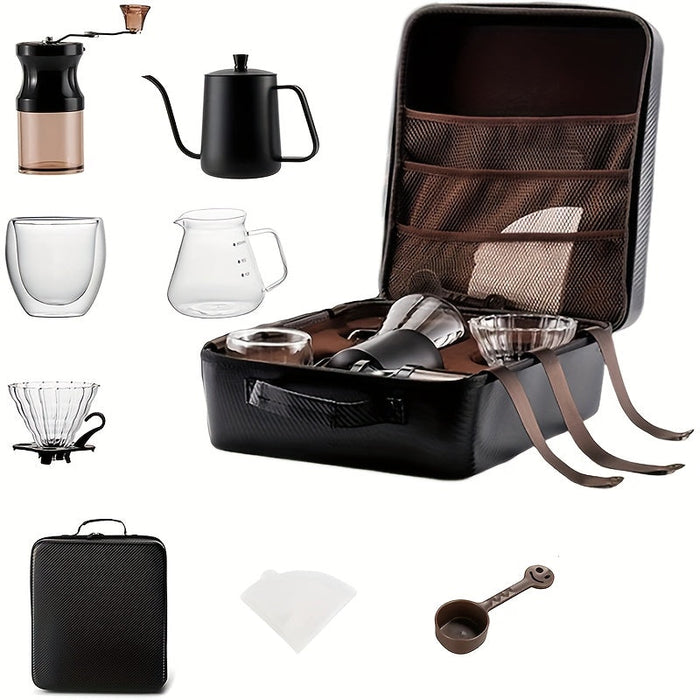 Gourmet Travel Stainless Steel Coffee Set Grinder (9pcs)-0