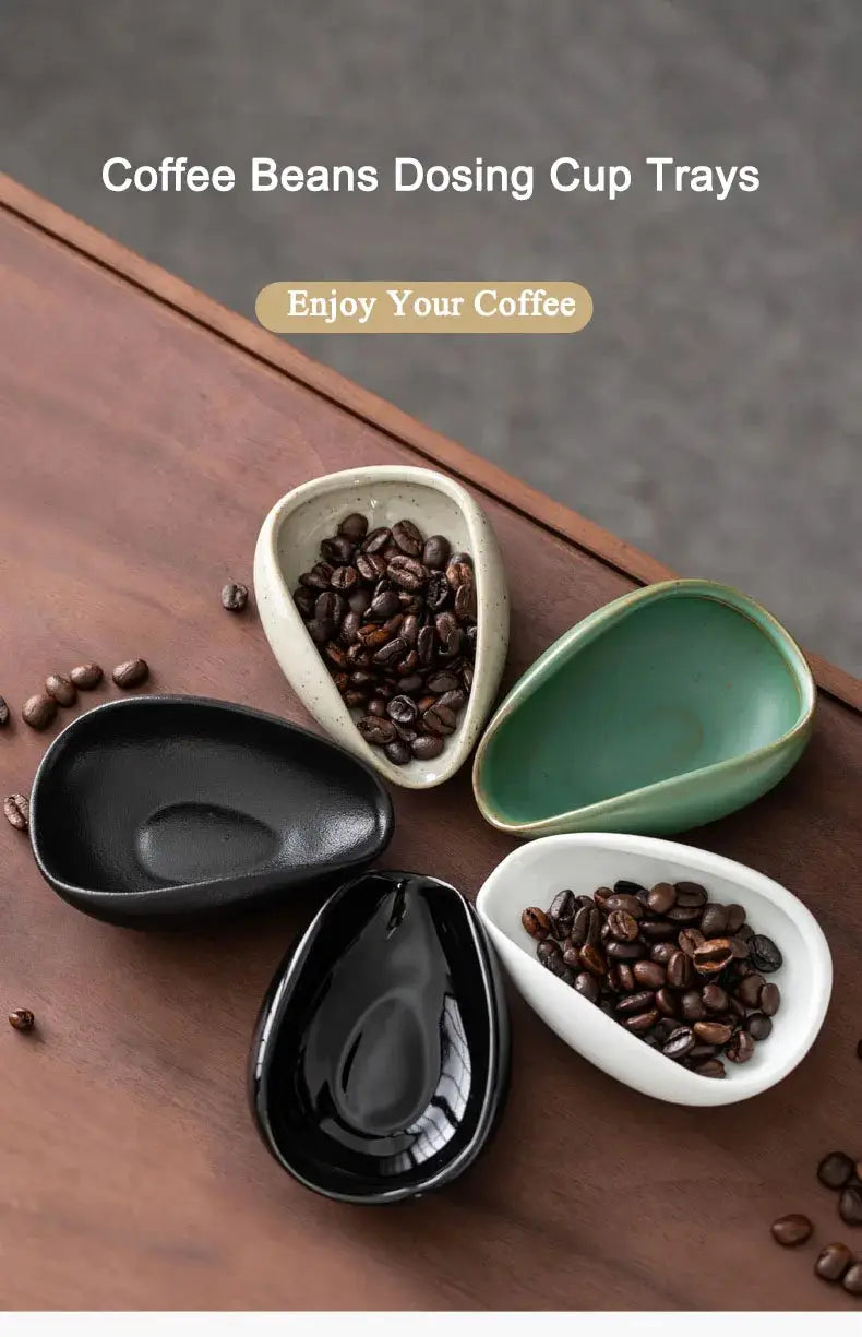 Ceramic Coffee Bean Dosing Cup Tray - Pottery Espresso Scoop for Precision Coffee Brewing