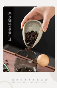 Ceramic Coffee Bean Dosing Cup Tray - Pottery Espresso Scoop for Precision Coffee Brewing
