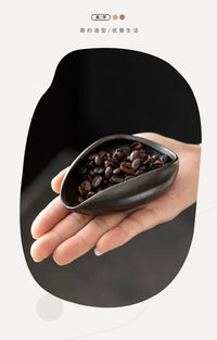 Ceramic Coffee Bean Dosing Cup Tray - Pottery Espresso Scoop for Precision Coffee Brewing