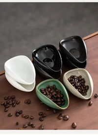 Ceramic Coffee Bean Dosing Cup Tray - Pottery Espresso Scoop for Precision Coffee Brewing