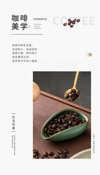 Ceramic Coffee Bean Dosing Cup Tray - Pottery Espresso Scoop for Precision Coffee Brewing