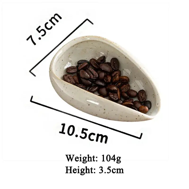 Ceramic Coffee Bean Dosing Cup Tray - Pottery Espresso Scoop for Precision Coffee Brewing