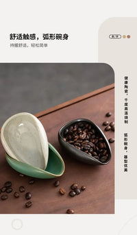 Ceramic Coffee Bean Dosing Cup Tray - Pottery Espresso Scoop for Precision Coffee Brewing