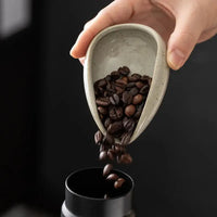 Ceramic Coffee Bean Dosing Cup Tray - Pottery Espresso Scoop for Precision Coffee Brewing