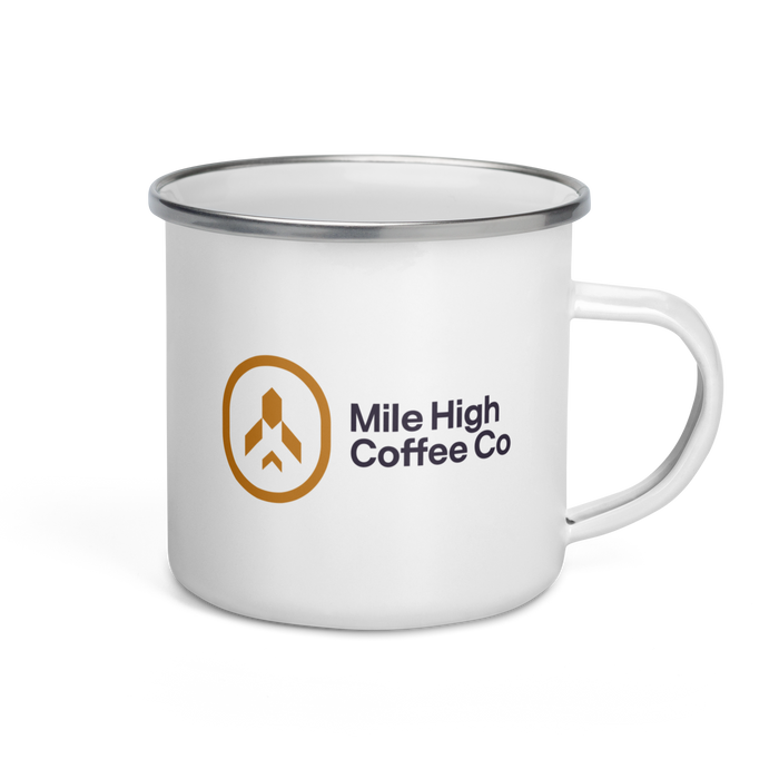White Enamel Logo Mug