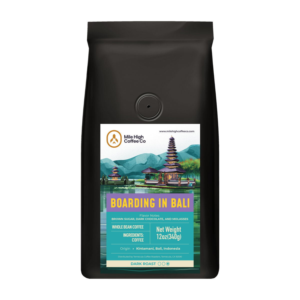 Boarding in Bali Whole Bean Coffee Dark Roast 12oz